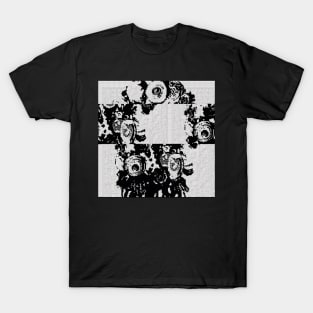 Eldrich Creepy Glitch Art Abstract Glitchcore Black and White T-Shirt